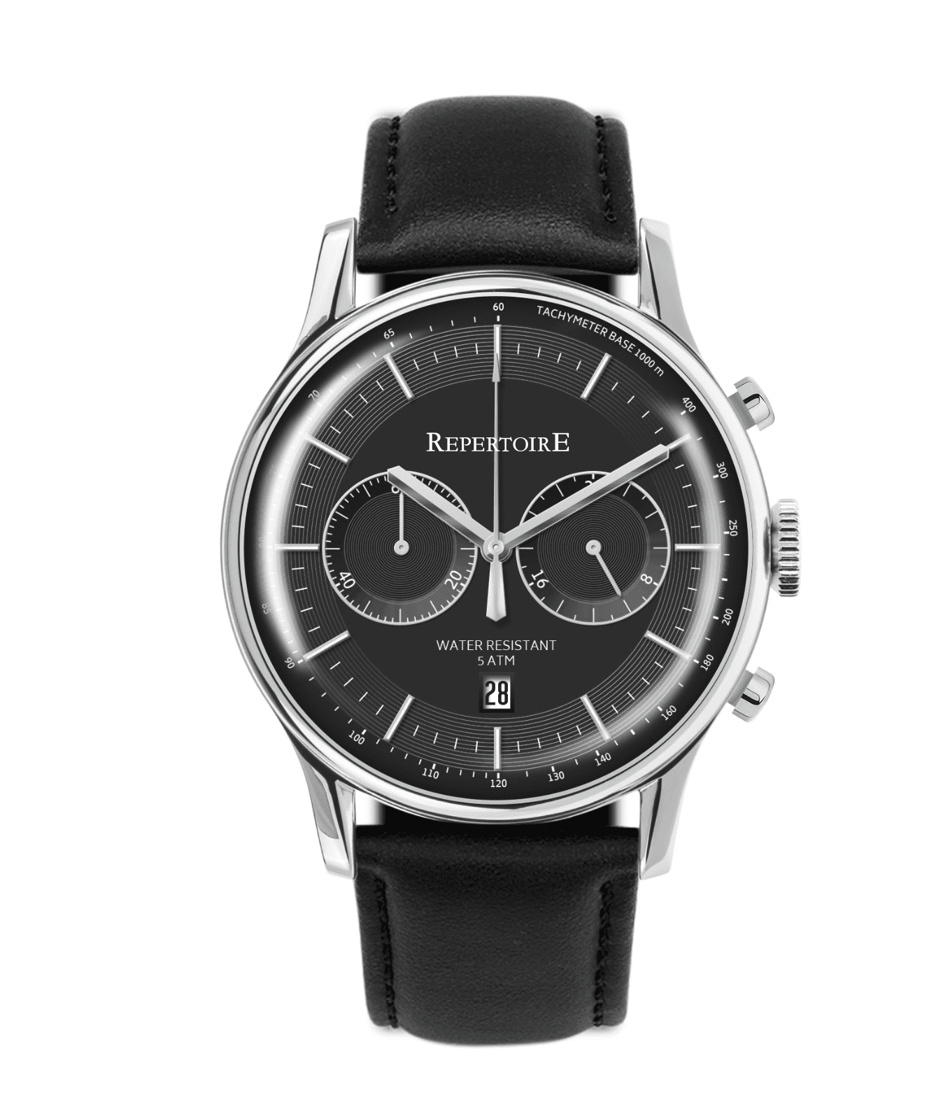 Magna black chronograph on a smooth leather strap
